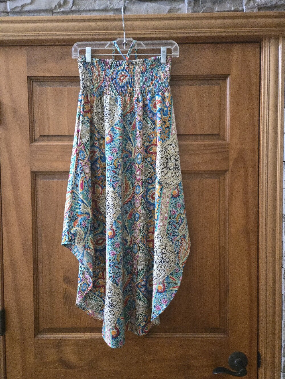 NWOT Bohemian Multi-Color Paisley Handkerchief Hem Skirt Size L